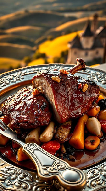 香嫩烤鸭配时蔬美景美食共赏