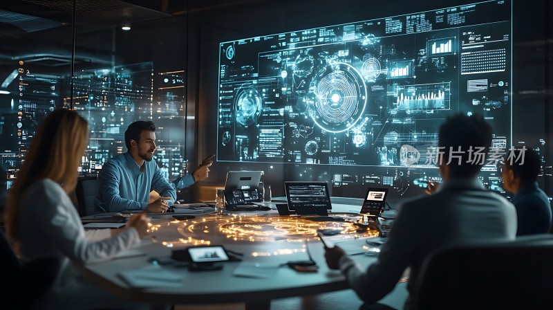 智能会议室里的头脑风暴会议