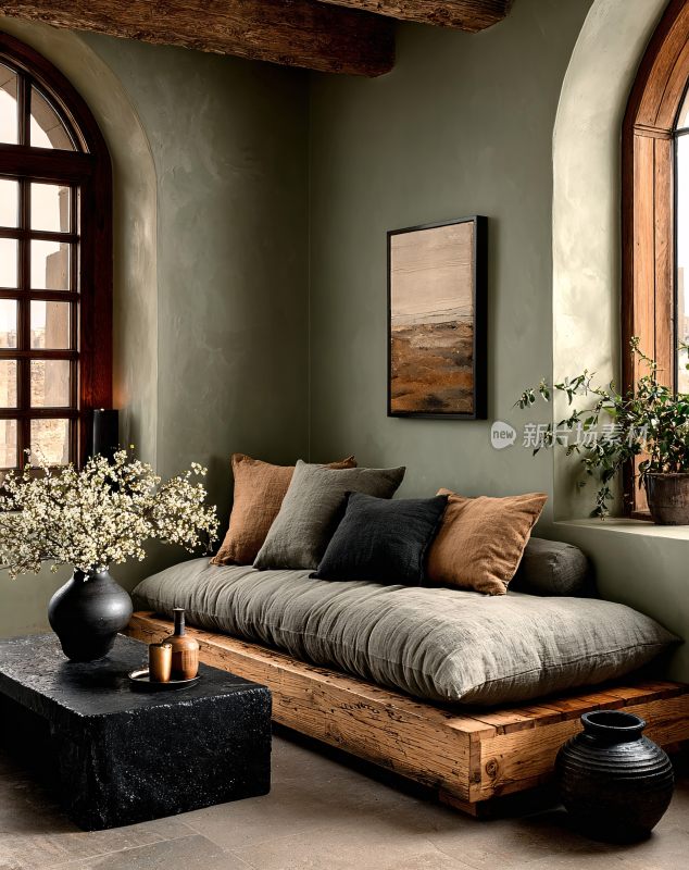 复古风室内沙发角落场景