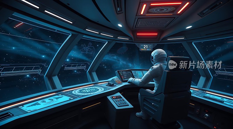 太空探索中心宇航员操作飞船驾驶舱