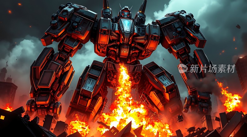 机械巨兽战火中屹立