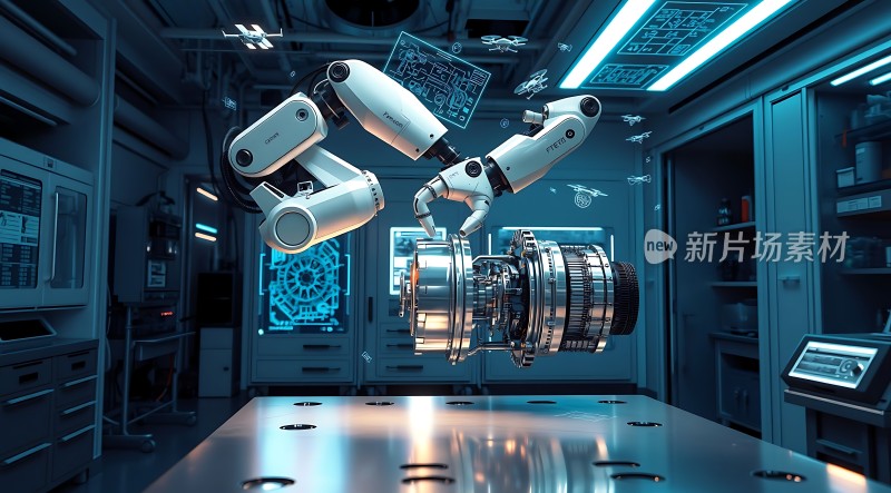 未来科技实验室机械臂操作精密仪器
