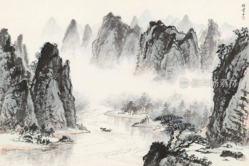 中国传统水墨山水画