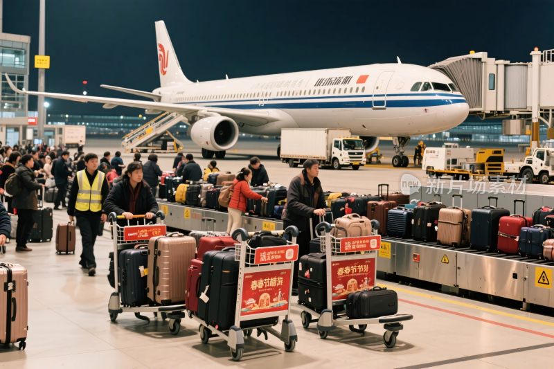 机场行李与飞机场景