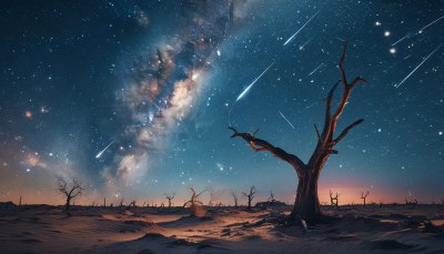 夜空流星映荒漠