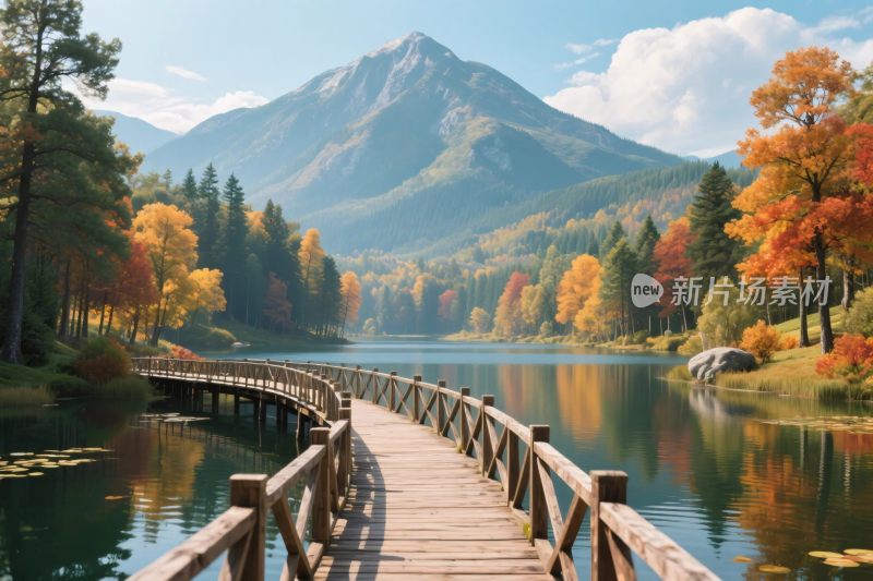 秋季山水风景插画