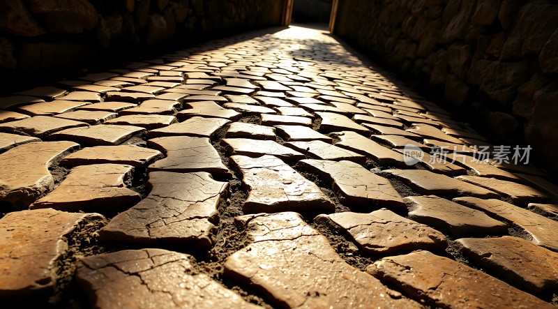 阳光下的古老石板路