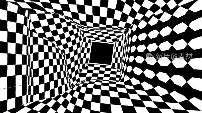 黑白方格立体空间图案