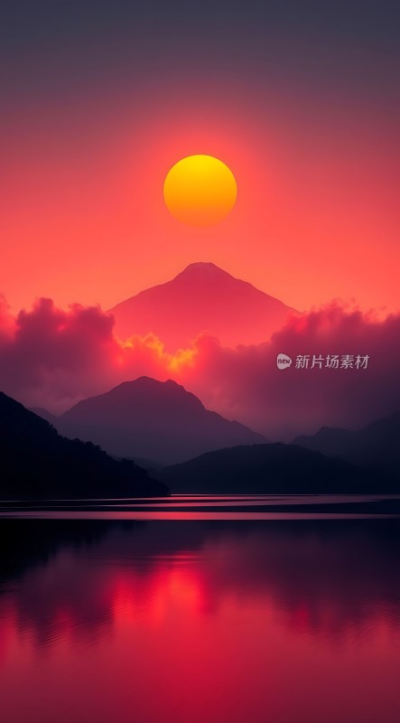 日出湖畔山色