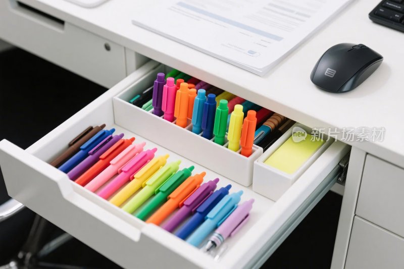 办公桌抽屉彩色文具