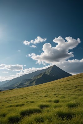 草地山蓝天高清图片