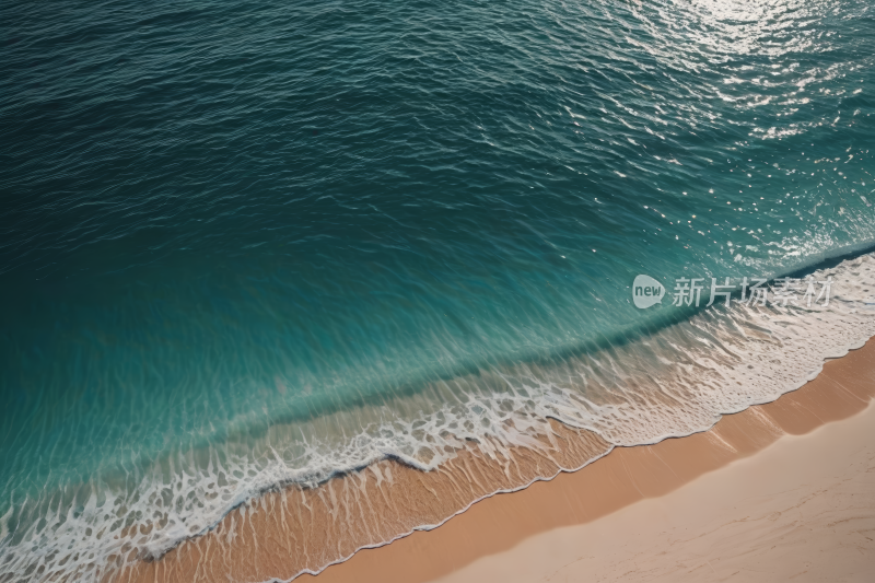 带冲浪板和海浪的海滩鸟瞰图高清图片