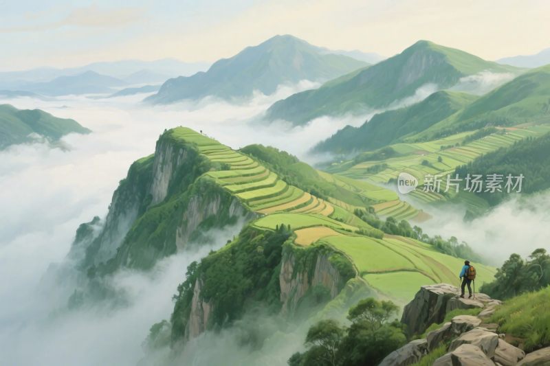 山水田园风景插画