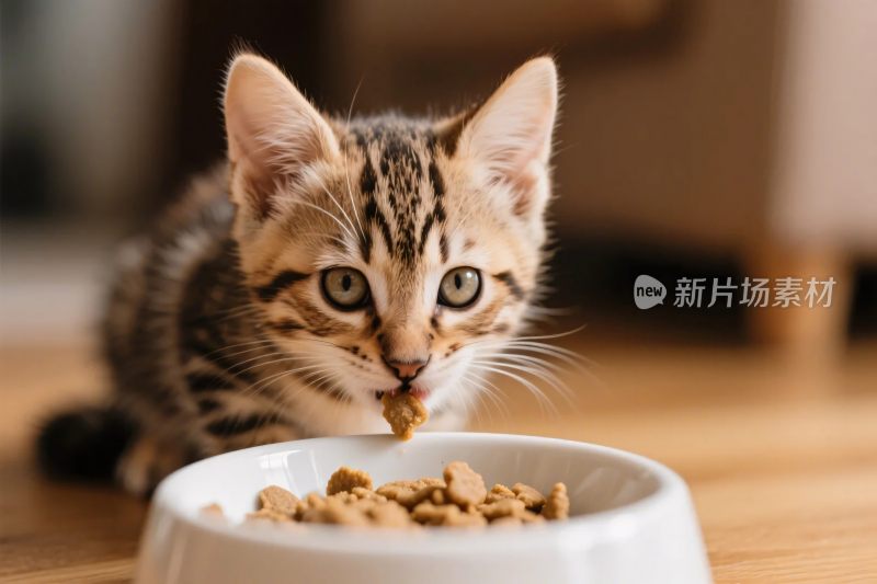 小猫吃猫粮场景