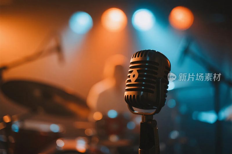 舞台复古麦克风与灯光演出