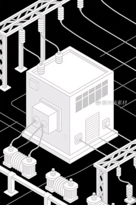 电力设施等距插画