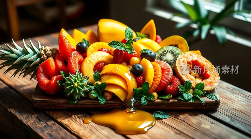 阳光下的水果拼盘