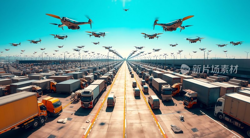 未来物流无人机与卡车协同作业