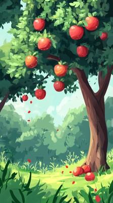 苹果树插画 苹果树插画