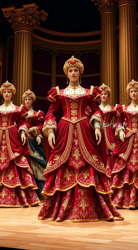 华丽舞者红金礼服古典舞台