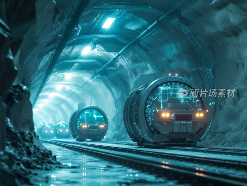 未来科技科幻地下隧道和设备插图