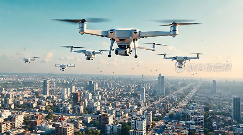 无人机编队飞越城市天际线