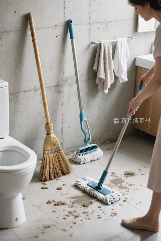 卫生间清洁打扫场景
