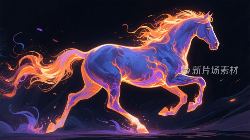 火焰骏马动态插画