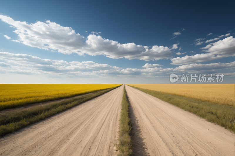 黄色田野的土路高清风景图片