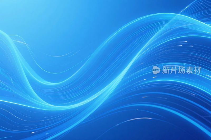 蓝色动态波浪插画
