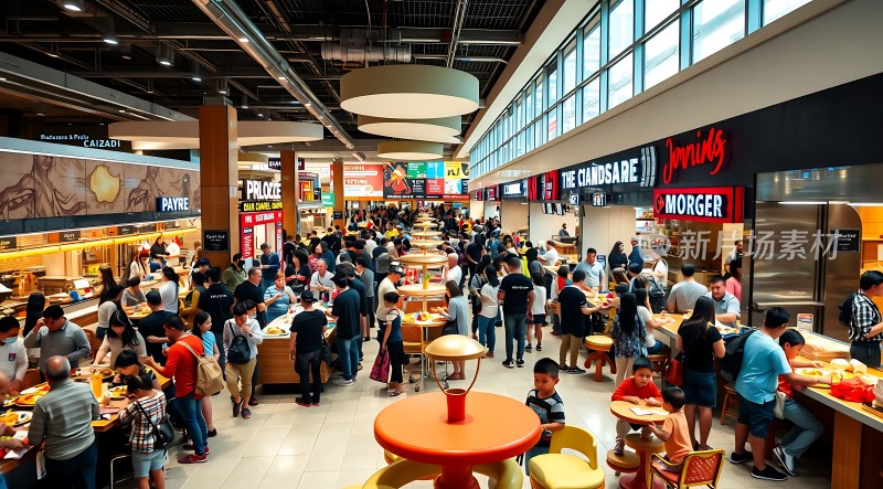 美食广场人潮涌动热闹非凡