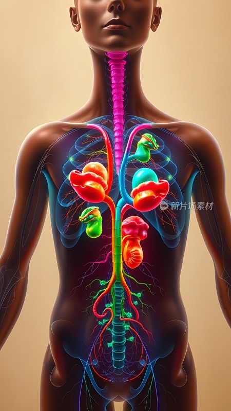 人体内部器官与血管系统全览图