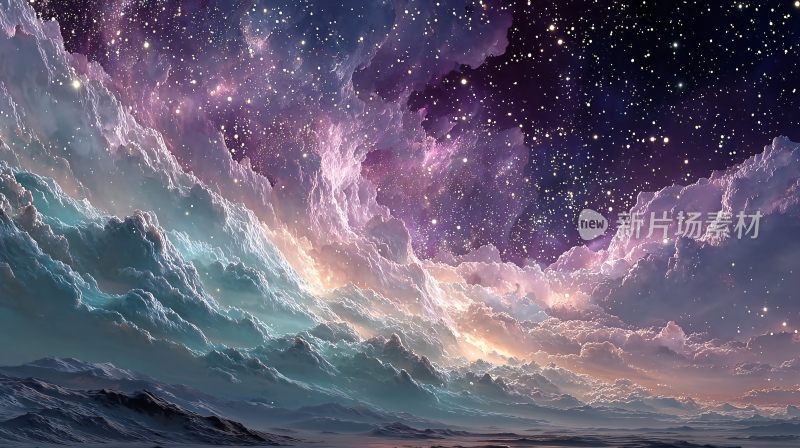 梦幻绚丽的星空云海景象