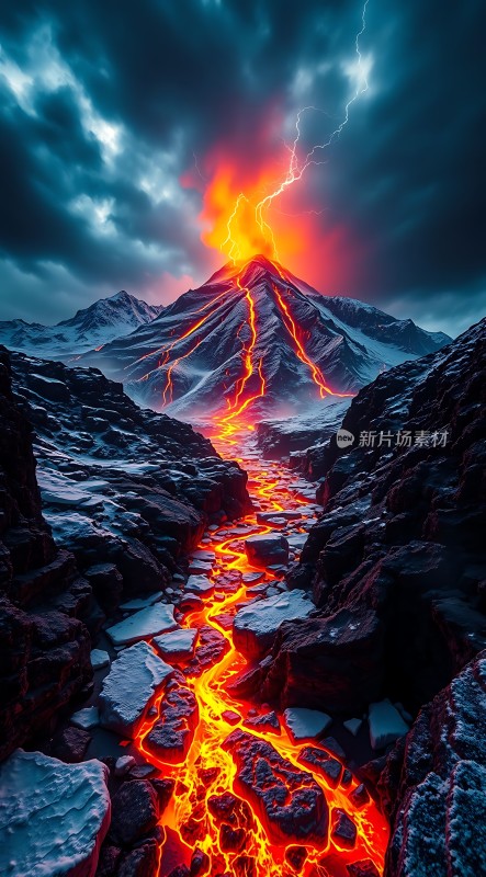 熔岩流淌的山脉