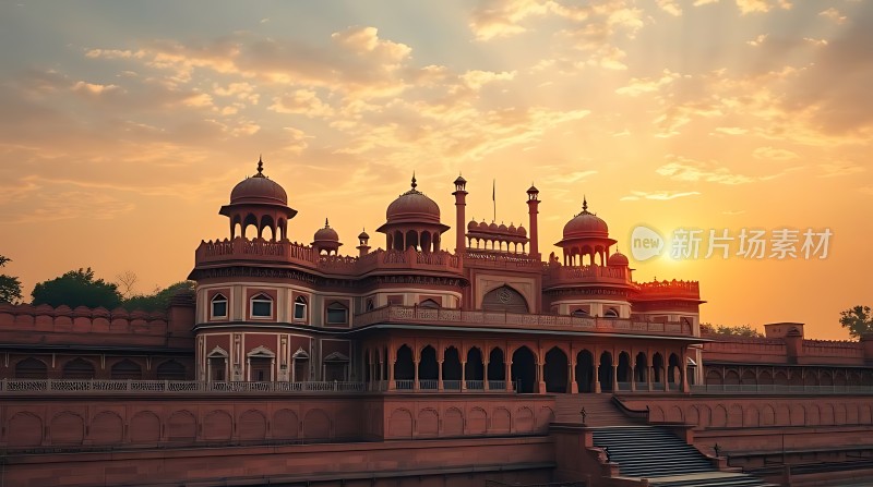 日落下的宏伟宫殿