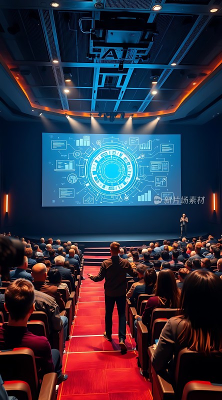 科技演讲现场观众专注聆听
