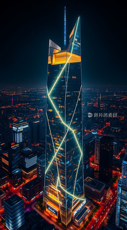 璀璨摩天大楼夜幕下的城市之光