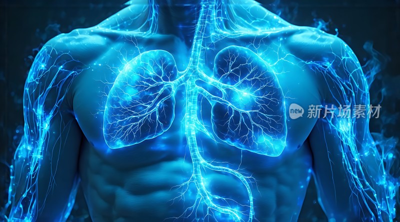 蓝色血管与肺部的神秘交织