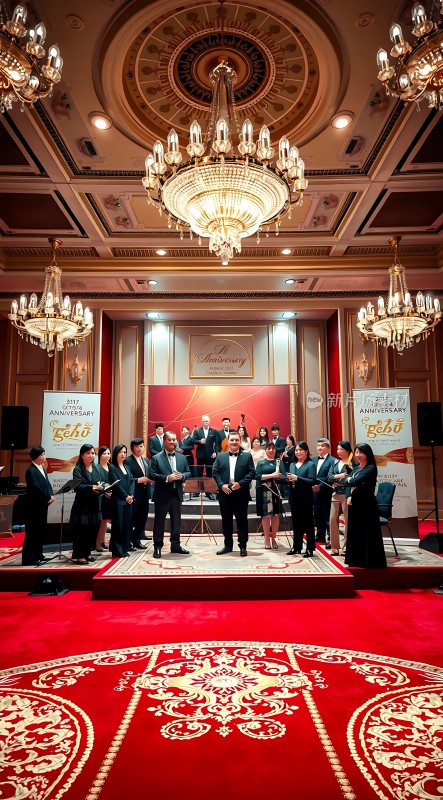 周年庆典华丽舞台上的合唱团表演