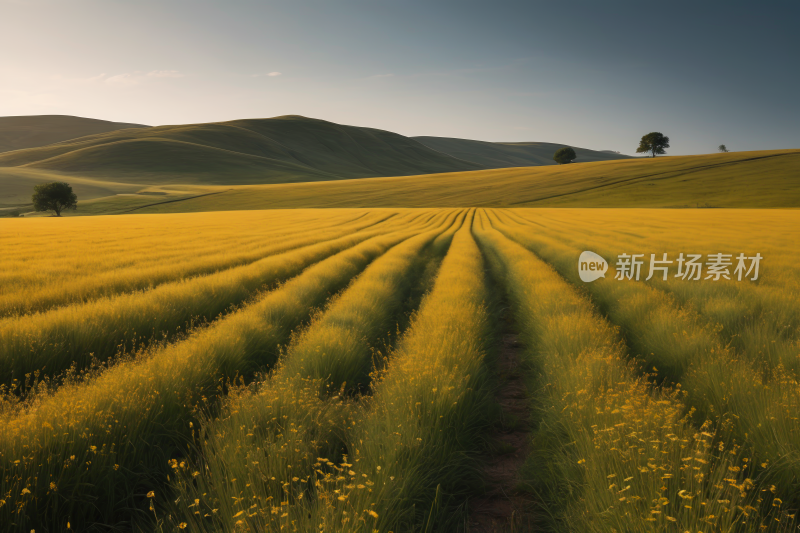 黄色的花田高清风景图片