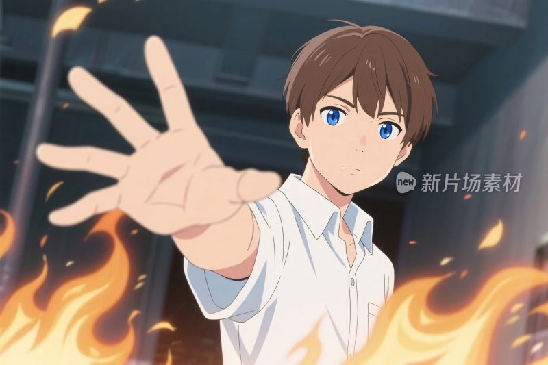 动漫角色火焰场景