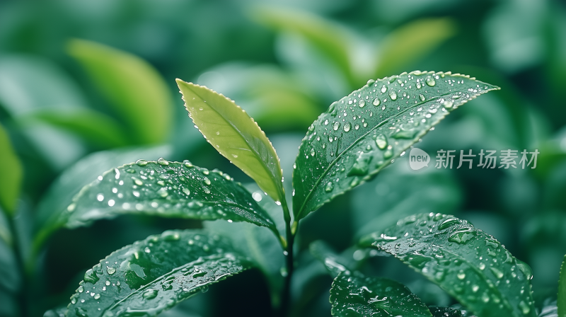 雨珠6雨后茶叶新芽 清晨的露珠