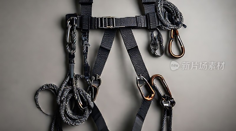 安全带与绳索的结合展现户外探险装备的魅力