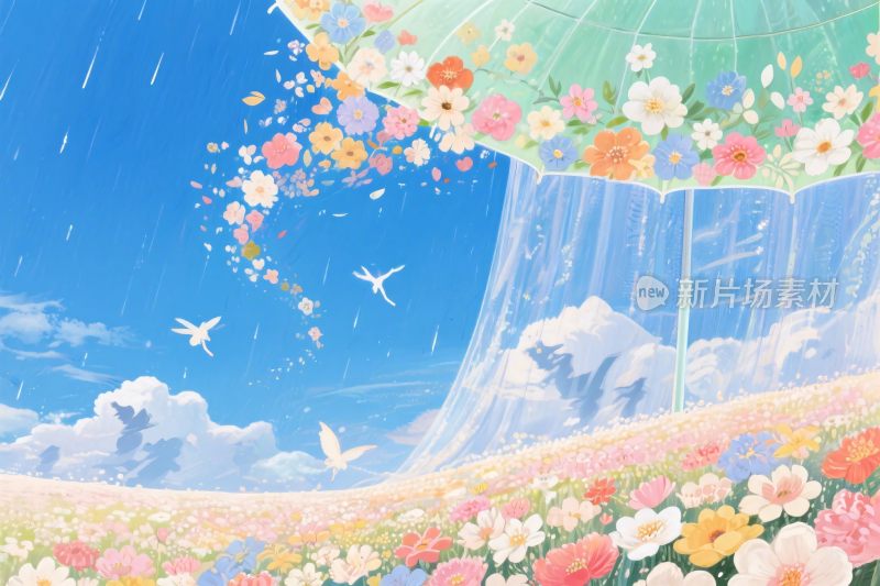 彩色花伞梦幻花海