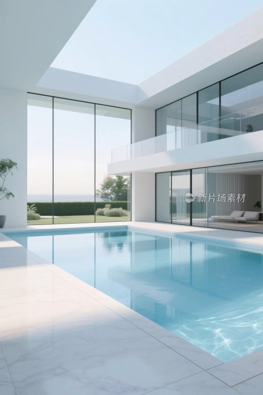 现代豪宅泳池空间