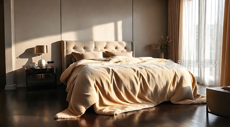 阳光洒满温馨卧室舒适床铺静待入眠