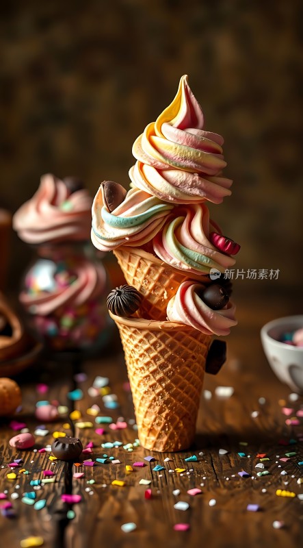 彩虹冰淇淋甜筒