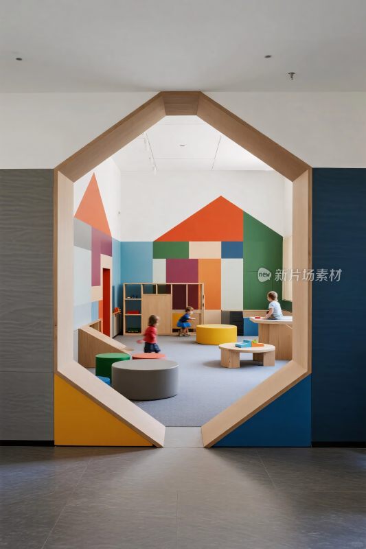 多彩几何室内场景