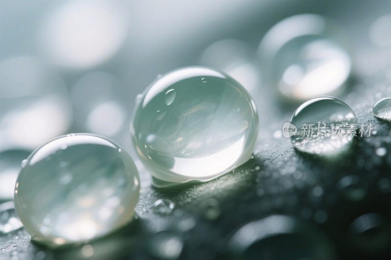 晶莹剔透的水珠特写