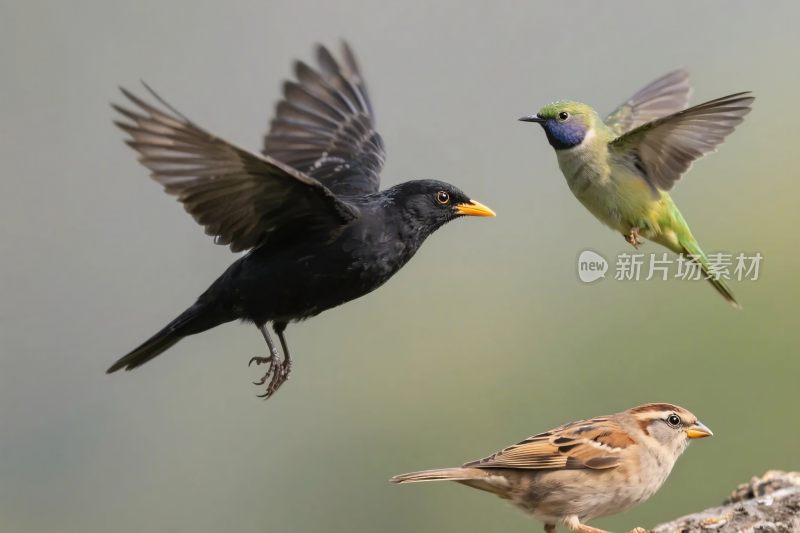 鸟类互动摄影图